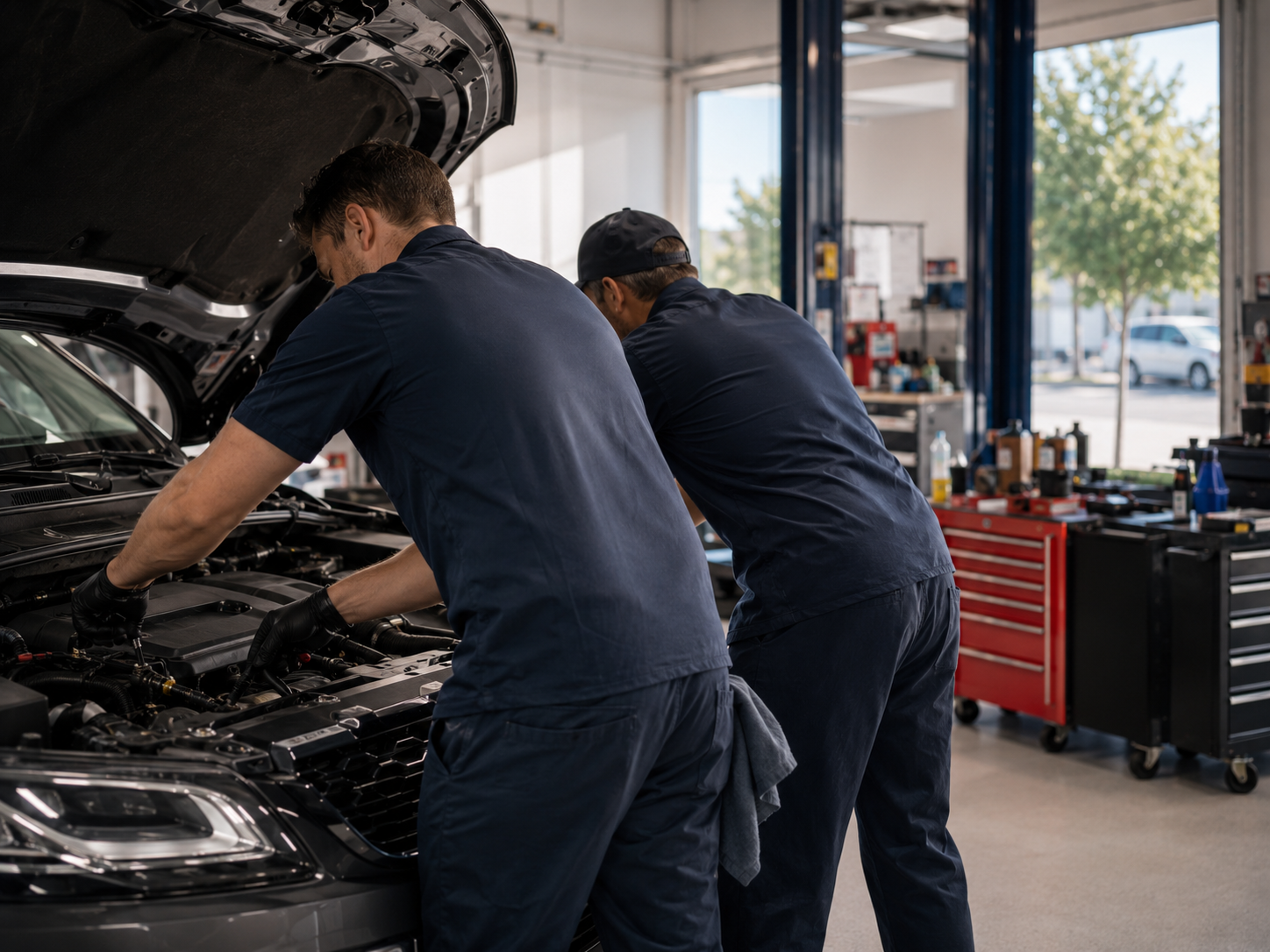 Carl's Automotive technicians at work on a vehicle