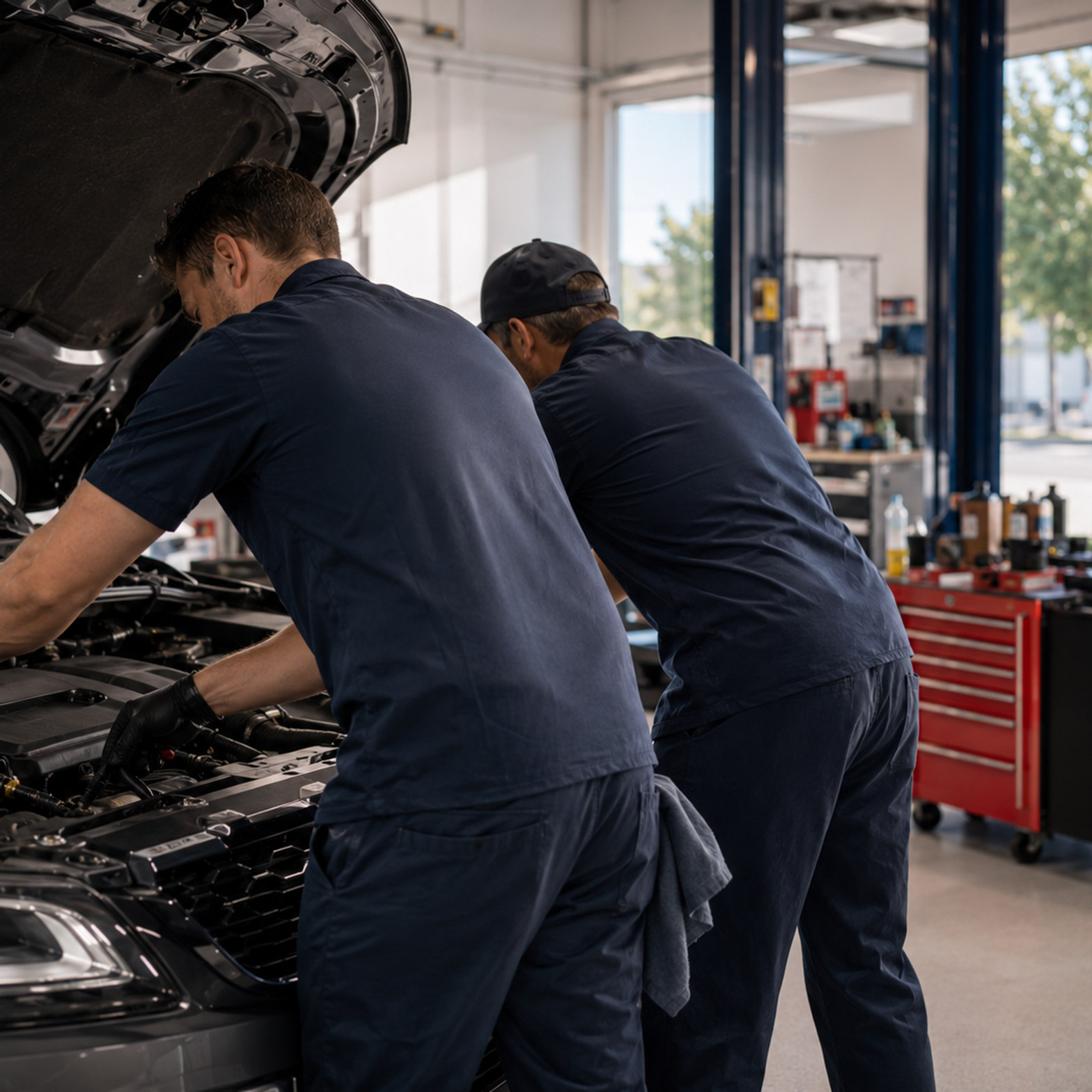 Carl's Automotive technicians at work on a vehicle